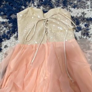 Peach and tan colored dress